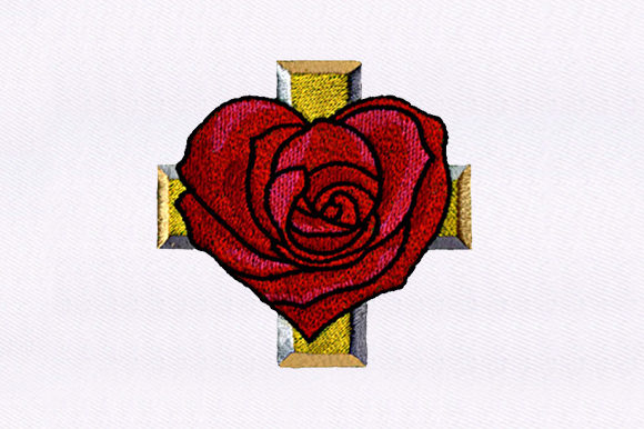 Heart Rose and a Cross Design