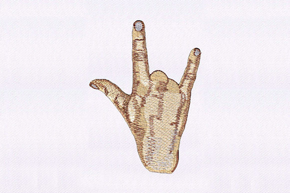 Rock on Hand Sign Embroidery Design